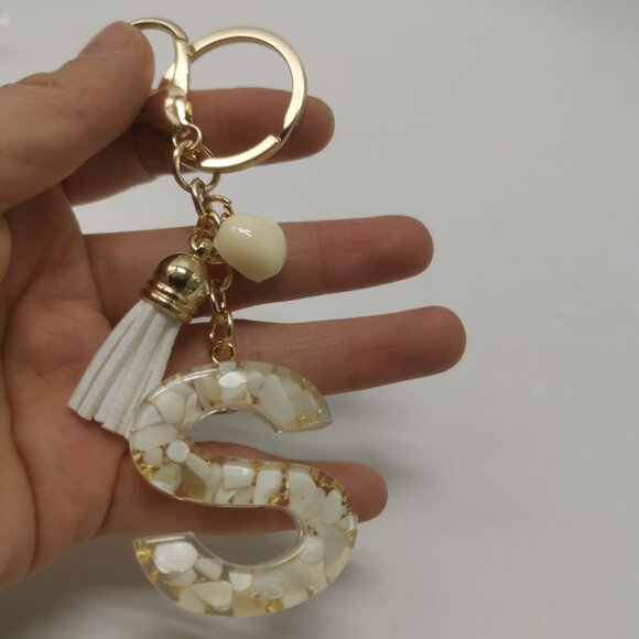 Initial Letter Keychain Women's Bag Charm Alphabet Keyring Cute Pendant - Picture 5 of 5